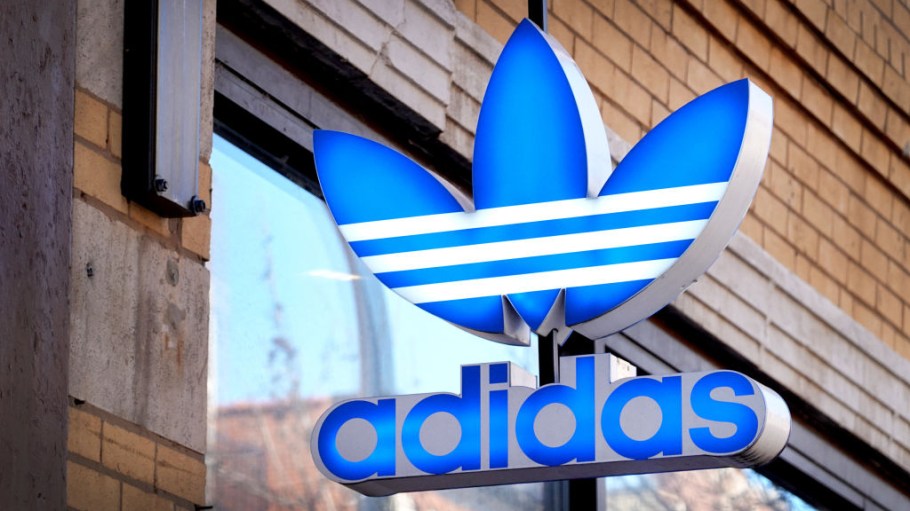 A sign hangs outside of an Adidas store on Feb. 10, 2023 in Chicago.