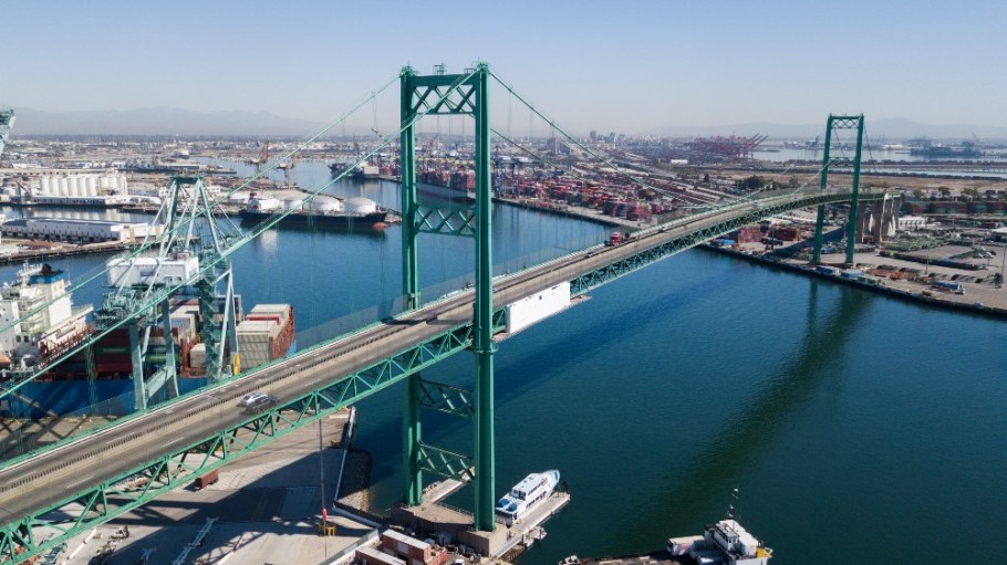 The San Pedro Bay ports of Long Beach and Los Angeles.